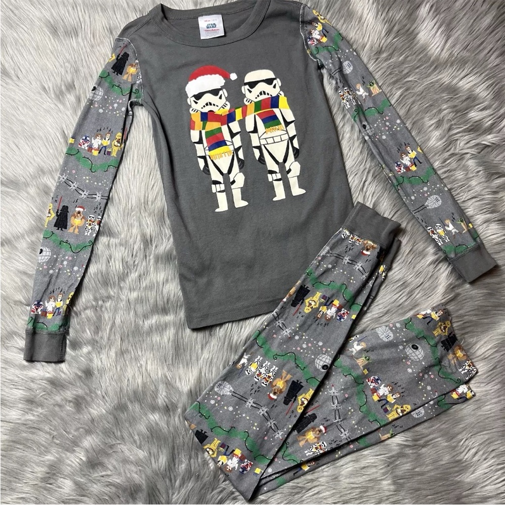 Hanna Andersson Gray Christmas Star Wars Disney Storm Trooper Pajamas Size 10